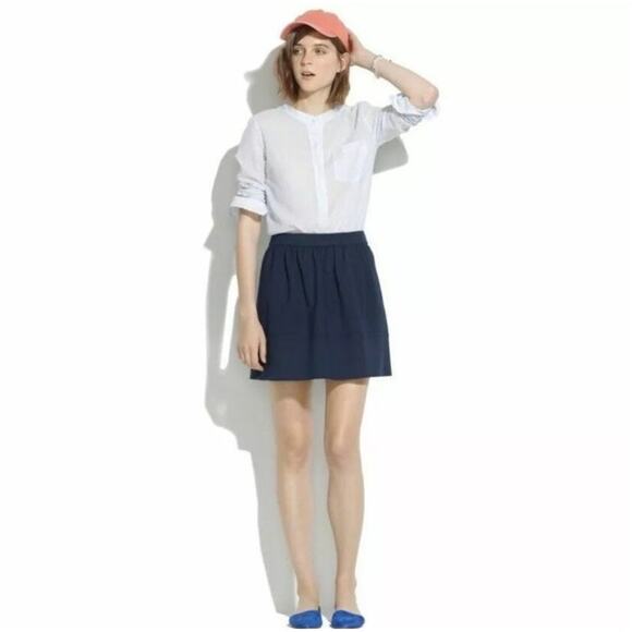 Madewell Ponte Swivel Mini Skirt Size 2 A2726 Navy Blue Preppy Nautical Stretch - Picture 2 of 12